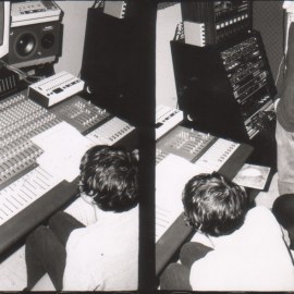 Mixing the album Glass at the old Hive location in East Vancouver, 2002. Photo by Chris Frey.